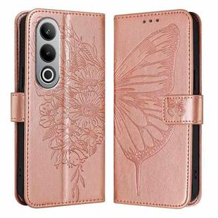 For OnePlus Nord CE4 Embossed Butterfly Leather Phone Case(Rose Gold)