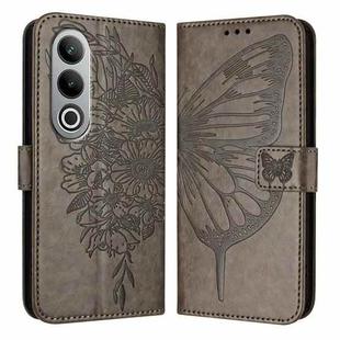 For OnePlus Nord CE4 Embossed Butterfly Leather Phone Case(Grey)