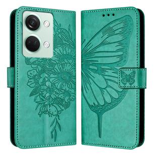 For OnePlus Ace 2V / Nord 3 Embossed Butterfly Leather Phone Case(Green)