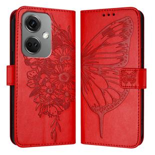 For OnePlus Nord CE3 Embossed Butterfly Leather Phone Case(Red)