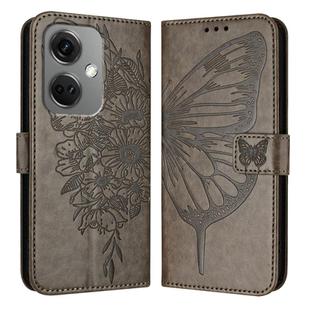 For OnePlus Nord CE3 Embossed Butterfly Leather Phone Case(Grey)
