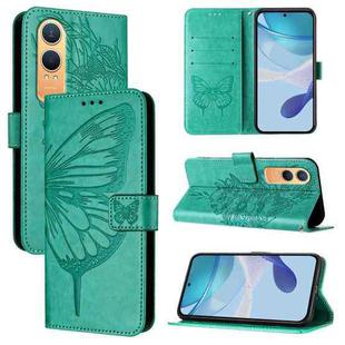 For OnePlus Nord CE4 Lite Embossed Butterfly Leather Phone Case(Green)