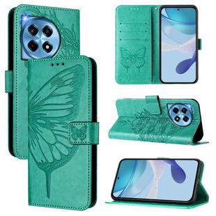 For OnePlus 12R 5G Global Embossed Butterfly Leather Phone Case(Green)