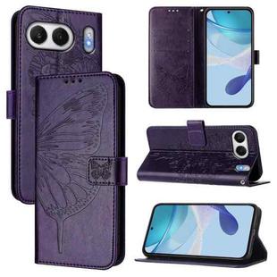 For OnePlus Nord 4 5G Global Embossed Butterfly Leather Phone Case(Dark Purple)