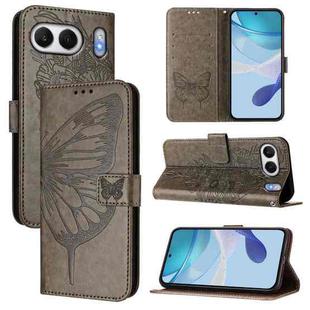 For OnePlus Nord 4 5G Global Embossed Butterfly Leather Phone Case(Grey)