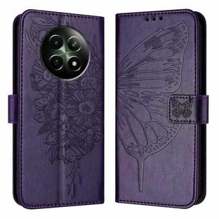 For Realme 12 5G Global Embossed Butterfly Leather Phone Case(Dark Purple)