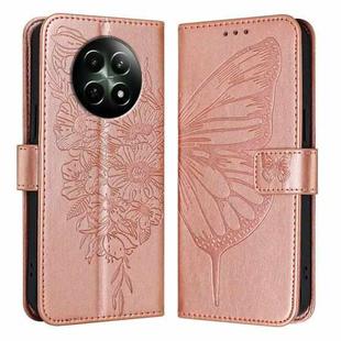 For Realme 12 5G Global Embossed Butterfly Leather Phone Case(Rose Gold)