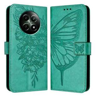 For Realme 12 5G Global Embossed Butterfly Leather Phone Case(Green)