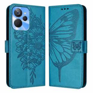 For Realme 10T 5G / 10s 5G / 9i 5G India Embossed Butterfly Leather Phone Case(Blue)