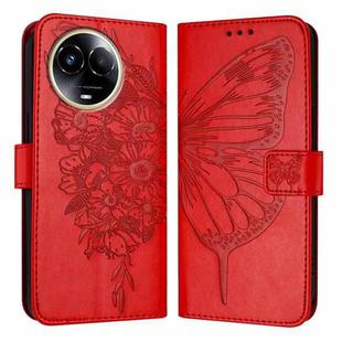 For Realme 11 5G Global / 11X 5G Embossed Butterfly Leather Phone Case(Red)