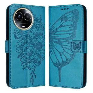For Realme C67 5G India/Narzo 60x Global Embossed Butterfly Leather Phone Case(Blue)
