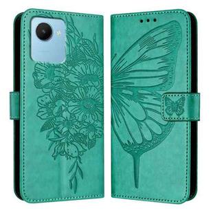 For Realme C30 4G/C30s/Narzo 50i Prime Embossed Butterfly Leather Phone Case(Green)