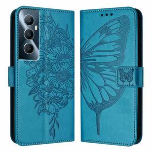 For Realme C65 4G Global Embossed Butterfly Leather Phone Case(Blue)