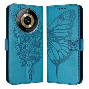 For Realme Narzo 60 Pro Global Embossed Butterfly Leather Phone Case(Blue)