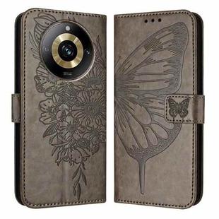 For Realme Narzo 60 Pro Global Embossed Butterfly Leather Phone Case(Grey)