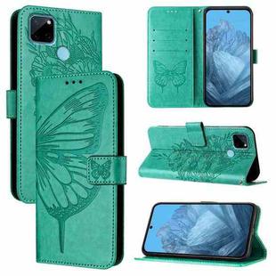 For Realme C21Y Embossed Butterfly Leather Phone Case(Green)