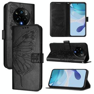 For Realme 14 Pro+ Embossed Butterfly Leather Phone Case(Black)