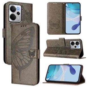 For Realme 14 5G Global / P3 5G India Embossed Butterfly Leather Phone Case(Grey)