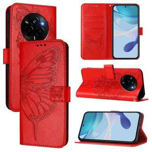 For Realme Narzo 80 Pro / 14 Pro 5G India Embossed Butterfly Leather Phone Case(Red)