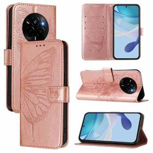 For Realme Narzo 80 Pro / 14 Pro 5G India Embossed Butterfly Leather Phone Case(Rose Gold)