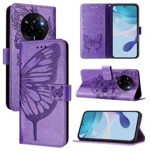 For Realme Narzo 80 Pro / 14 Pro 5G India Embossed Butterfly Leather Phone Case(Light Purple)