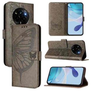 For Realme Narzo 80 Pro / 14 Pro 5G India Embossed Butterfly Leather Phone Case(Grey)