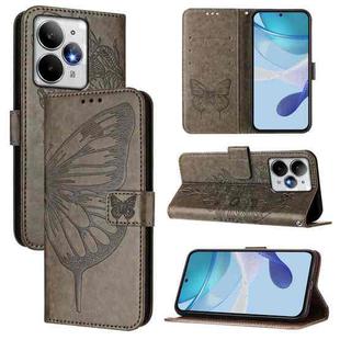 For Realme Neo7 Turbo 5G Embossed Butterfly Leather Phone Case(Grey)