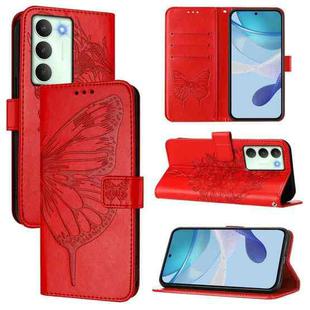 For Realme V70 / 14x Global / C75 5G Embossed Butterfly Leather Phone Case(Red)