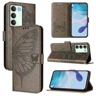 For Realme V70 / 14x Global / C75 5G Embossed Butterfly Leather Phone Case(Grey)