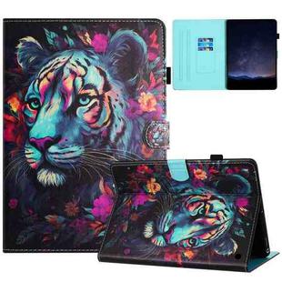 For Amazon Fire HD10 2023/2021 Painted Litchi Leather Sewing Smart Tablet Case(Tiger)