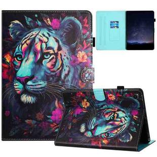 For Lenovo Tab M10 Plus Painted Litchi Leather Sewing Smart Tablet Case(Tiger)