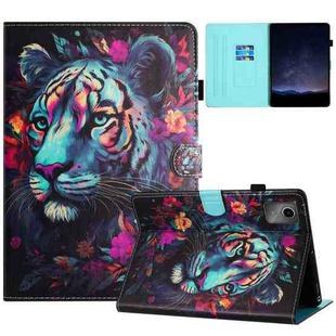 For Lenovo Tab M11/ Xiaoxin Pad 11 2024 Painted Litchi Leather Sewing Smart Tablet Case(Tiger)