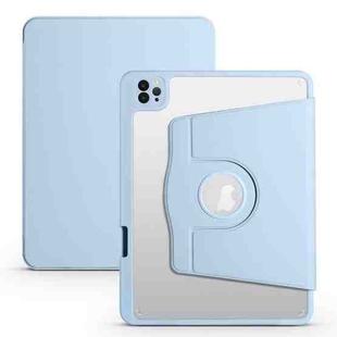 For iPad Air 13 2024 Acrylic 360 Degree Rotation Holder Leather Tablet Case(Ice Blue)