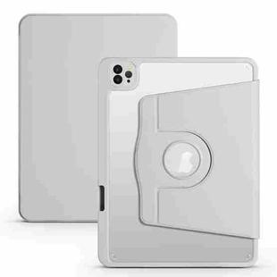 For iPad Pro 11 2024 Acrylic 360 Degree Rotation Holder Leather Tablet Case(Fog Grey)