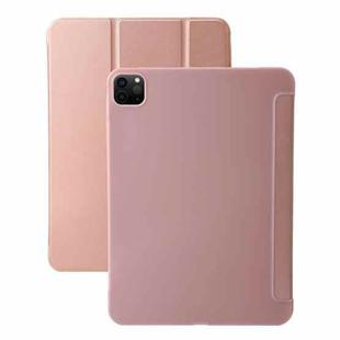 For iPad Pro 13 2024 Three-fold Holder Flip Tablet Leather Case(Rose Gold)