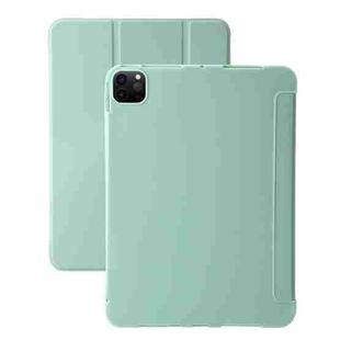 For iPad Pro 13 2024 Three-fold Holder Flip Tablet Leather Case(Mint Green)