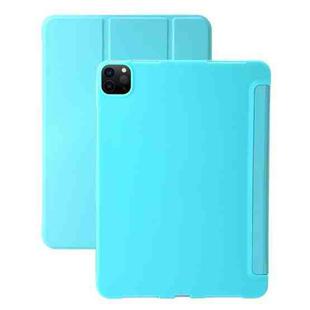 For iPad Pro 13 2024 Three-fold Holder Flip Tablet Leather Case(Mint Blue)