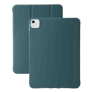 For iPad Air 13 2024 Three-fold Holder Flip Tablet Leather Case(Dark Green)