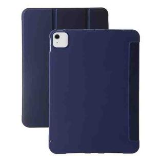 For iPad Air 13 2024 Three-fold Holder Flip Tablet Leather Case(Dark Blue)