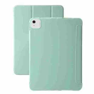 For iPad Air 13 2024 Three-fold Holder Flip Tablet Leather Case(Mint Green)