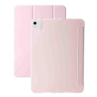 For iPad Air 13 2024 Three-fold Holder Flip Tablet Leather Case(Light Pink)