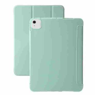 For iPad Air 11 2024 Three-fold Holder Flip Tablet Leather Case(Mint Green)