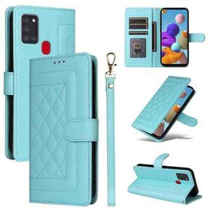 For Samsung Galaxy A21s Diamond Lattice Leather Flip Phone Case(Mint Green)