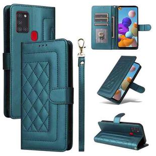 For Samsung Galaxy A21s Diamond Lattice Leather Flip Phone Case(Green)