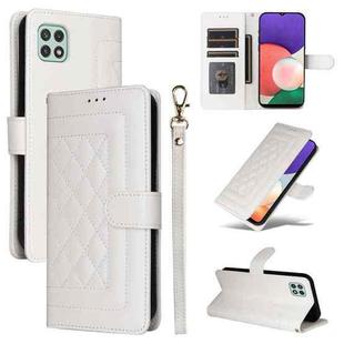 For Samsung Galaxy A22 5G Diamond Lattice Leather Flip Phone Case(White)