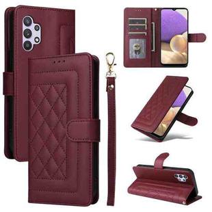 For Samsung Galaxy A32 5G Diamond Lattice Leather Flip Phone Case(Wine Red)