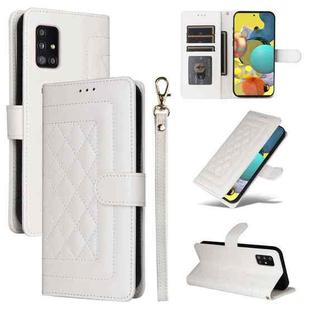 For Samsung Galaxy A51 5G Diamond Lattice Leather Flip Phone Case(White)