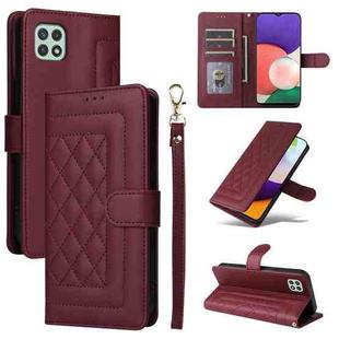 For Samsung Galaxy A52 Diamond Lattice Leather Flip Phone Case(Wine Red)