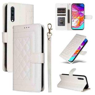 For Samsung Galaxy A70 Diamond Lattice Leather Flip Phone Case(White)