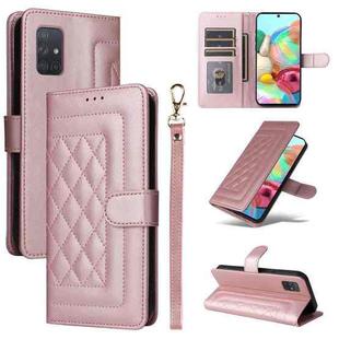 For Samsung Galaxy A71 Diamond Lattice Leather Flip Phone Case(Rose Gold)